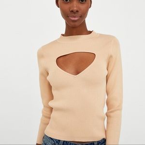 NWOT Zara Cutout Ribbed Knit Top